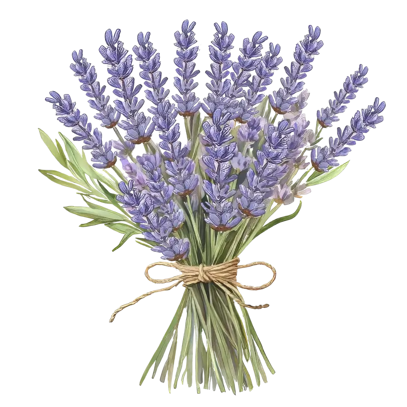Lavender Bouquet Clipart with Rustic Twine Bow