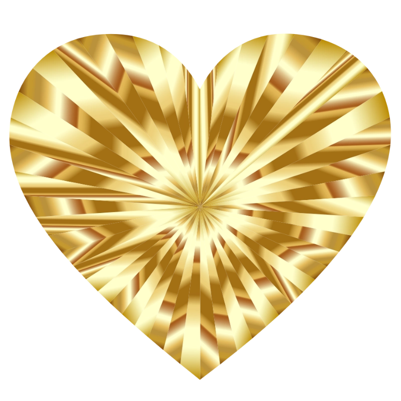 Luxurious Golden Starburst Heart Clip Art (PNG & SVG)