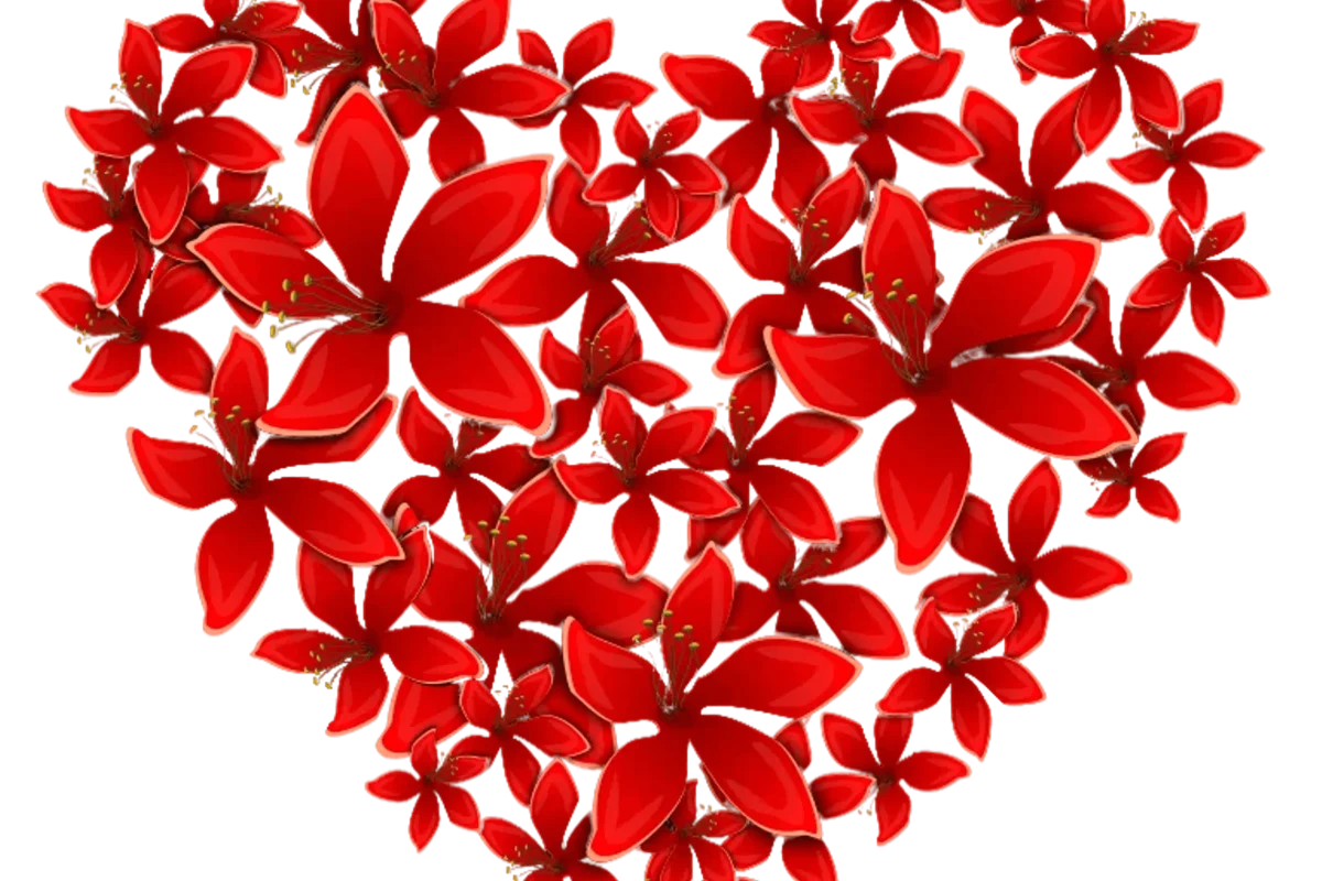 Free Exquisite Valentine Red Floral Heart Clip Art Download (PNG & SVG)